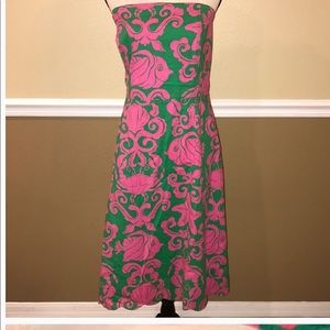 Lilly Pulitzer strapless scalloped bottom dress
